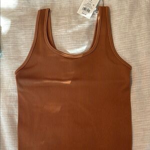 a new day Brown Ribbed Tank Top